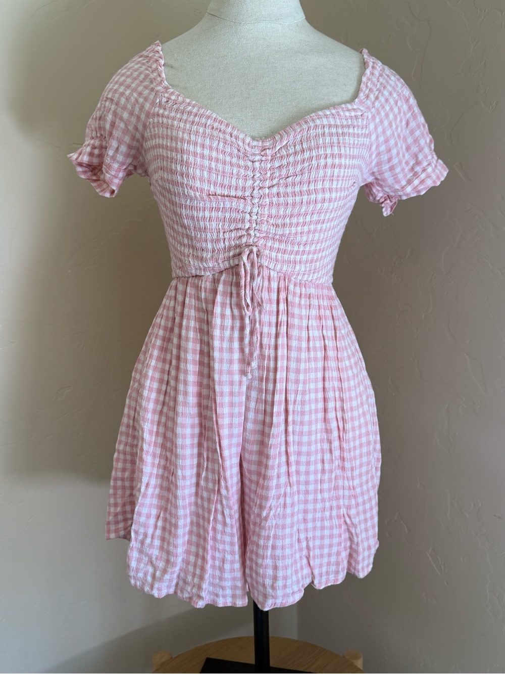 XS (short) - Hollister Light Pink & White Gingham Romper